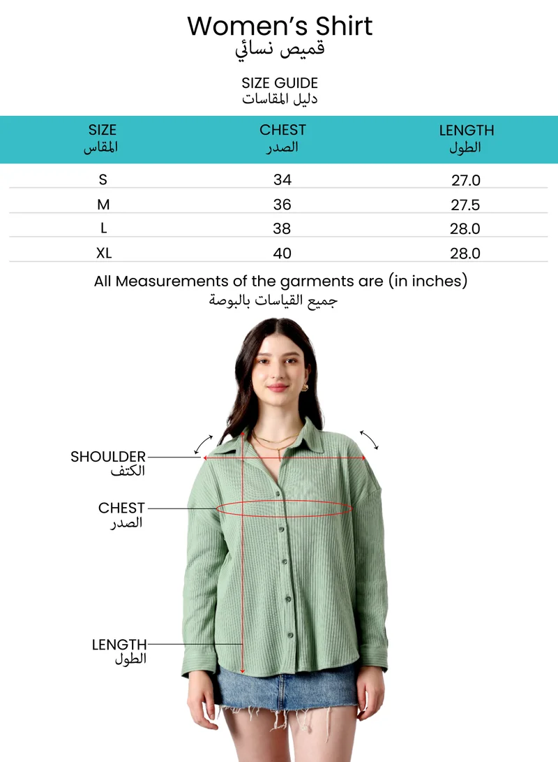 Pinacolada  Women's Prussian Blue & Chalk White Striped Boxy Shirt For Casual Wear | Spread Collar | Long Sleeve | Button Closure | Shirt Designed With Comfortable Fit For Woman & Girls for Women | Best Price UAE